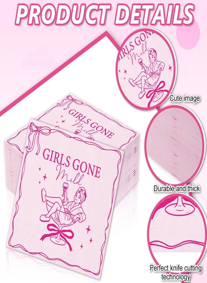 JarThenaAMCS 50 Pcs Girls Gone Mild Cocktail Napkin 3 Ply Disposable Paper Napkin Pink Drink Beverage Napkins for Galentine's Day Girls Night Bachelorette Pajama Spa Party Home Table Supplies Decor - Image 3